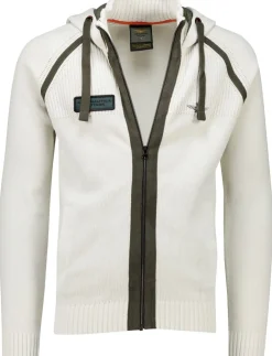 Best Aeronautica Militare hoodie effen creme gebreid slim fit