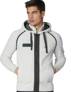 Best Aeronautica Militare hoodie effen creme gebreid slim fit