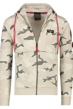 Clearance Aeronautica Militare vest beige rits camouflage geprint katoen