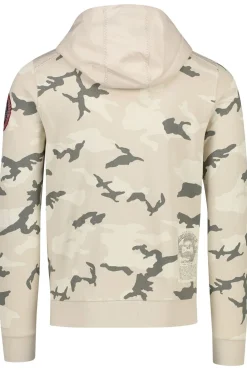 Clearance Aeronautica Militare vest beige rits camouflage geprint katoen