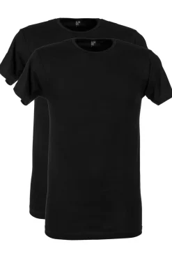 Best Alan Red Derby t-shirt zwart effen katoen 2-pack