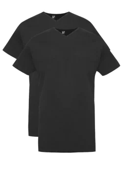 Best T-shirt Derby long zwart effen katoen 2-pack Ondershirts|T-Shirts