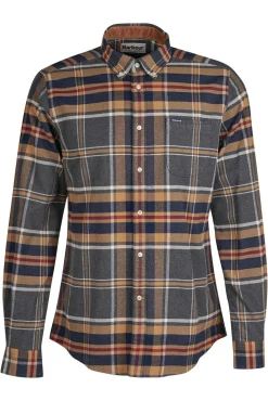 Best Barbour casual overhemd normale fit camel geruit flanel