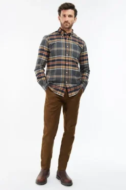 Best Barbour casual overhemd normale fit camel geruit flanel