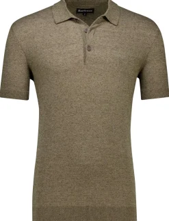 Best Barbour polo khaki korte mouw normale fit katoen