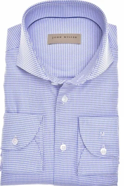 Best Blauw geruit business overhemd slim fit katoen Lange Mouw Overhemden|Casual Overhemden