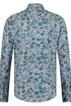 Best Blue Industry casual overhemd slim fit groen geprint katoen