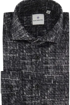 Fashion casual overhemd slim fit zwart geprint katoen Lange Mouw Overhemden|Casual Overhemden
