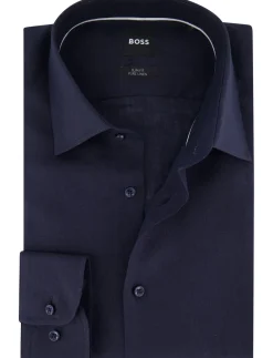 Best Hugo Boss Boss Black H-Hank overhemd donkerblauw linnen mouwlengte 7