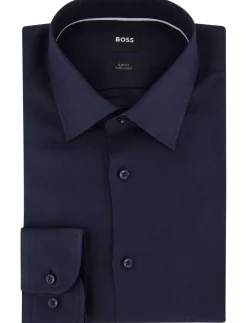 Best Hugo Boss Boss Black H-Hank overhemd donkerblauw linnen mouwlengte 7