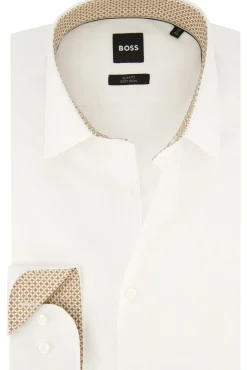 Best Boss H-Hank overhemd slim fit katoen mouwlengte 7 wit Mouwlengte 7 Overhemden|Zakelijke Overhemden
