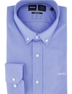 Best Boss overhemd Regular Fit blauw katoen Lange Mouw Overhemden|Zakelijke Overhemden