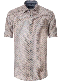 Best Casual Fit overhemd oranje geprint 100% katoen Korte Mouw Overhemden|Casual Overhemden