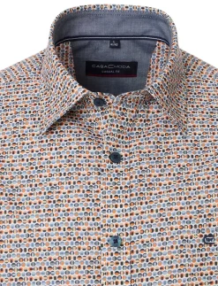 Best Casual Fit overhemd oranje geprint 100% katoen Korte Mouw Overhemden|Casual Overhemden