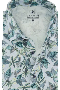 Best Desoto overhemd slim fit blauw geprint
