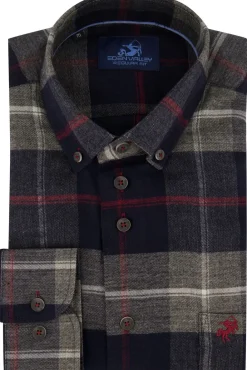 Sale casual overhemd wijde fit groen geruit katoen Lange Mouw Overhemden|Casual Overhemden