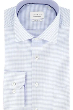 Best business overhemd comfort fit lichtblauw wit geruit Casual Fit Lange Mouw Overhemden|Zakelijke Overhemden