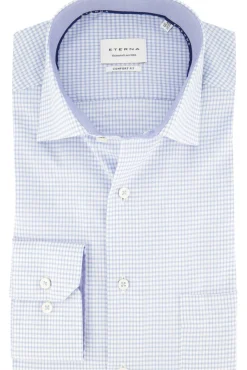 Best business overhemd comfort fit lichtblauw wit geruit Casual Fit Lange Mouw Overhemden|Zakelijke Overhemden