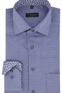 Outlet casual overhemd comfort fit blauw geruit katoen Lange Mouw Overhemden|Casual Overhemden