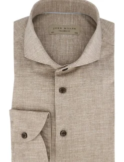 Best business overhemd bruin tailored fit Lange Mouw Overhemden|Casual Overhemden