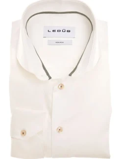 Sale Ledub overhemd normale fit creme katoen