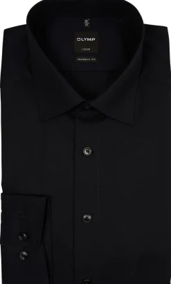 Best business overhemd Luxor Modern Fit normale fit zwart effen katoen Lange Mouw Overhemden|Zakelijke Overhemden