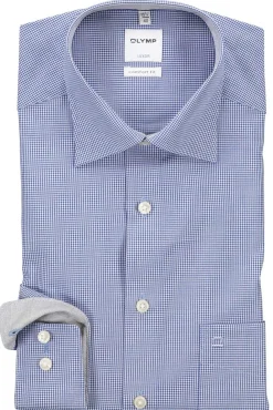 Best comfort fit overhemd subtiel ruitje navy Lange Mouw Overhemden|Zakelijke Overhemden