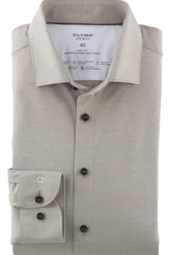 Best Level Five 24/Seven overhemd body fit beige Lange Mouw Overhemden|Zakelijke Overhemden