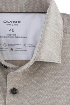 Best Level Five 24/Seven overhemd body fit beige Lange Mouw Overhemden|Zakelijke Overhemden