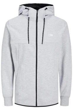 Best Plus Size sweater grijs met logo rits effen Vesten|Hoodies