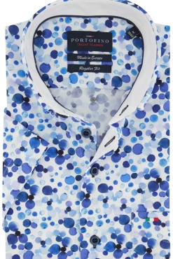 Best casual overhemd korte mouw wijde fit wit blauw geprint katoen Korte Mouw Overhemden|Casual Overhemden