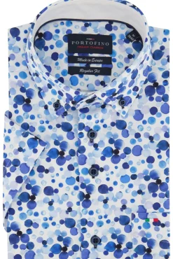 Best casual overhemd korte mouw wijde fit wit blauw geprint katoen Korte Mouw Overhemden|Casual Overhemden