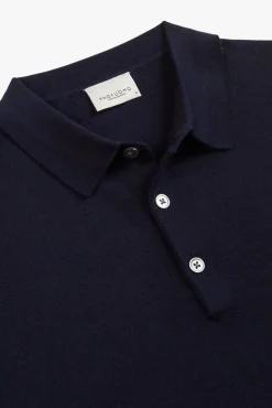 Best polo navy lange mouw effen normale fit Poloshirts Lange Mouw