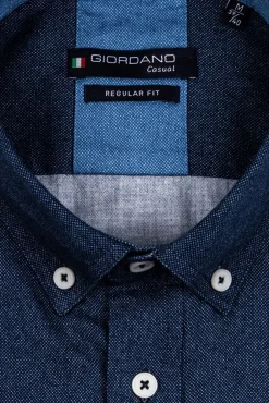 New Regular Fit overhemd donkerblauw Lange Mouw Overhemden|Casual Overhemden
