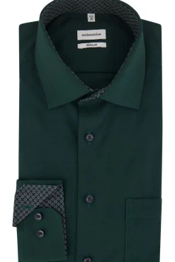 Online casual overhemd normale fit groen effen katoen Lange Mouw Overhemden|Casual Overhemden