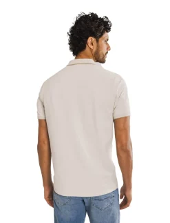 Best 3 knoops polo beige Poloshirts Korte Mouw